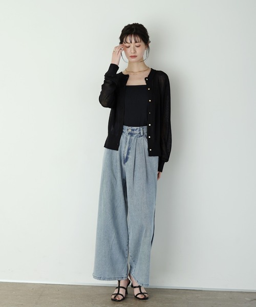 shetila(シェティラ)の「【UVカット/接触冷感/マシンウォッシャブル】さらっと快適、ゴールドボタンカーディガン(カーディガン/ボレロ・レディース・ブラック/オフホワイト/ブラウン/イエロー・M)」の19枚目の写真