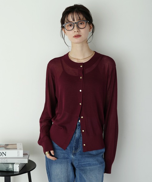 shetila(シェティラ)の「【UVカット/接触冷感/マシンウォッシャブル】さらっと快適、ゴールドボタンカーディガン(カーディガン/ボレロ・レディース・ブラック/オフホワイト/ブラウン/イエロー・M)」の21枚目の写真