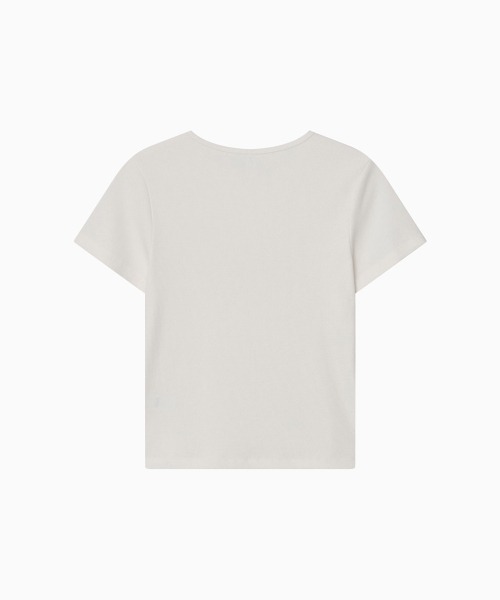 OHESHIO(オヘシオ)の「BASIC SLIM RIBBED T-SHIRT, WHITE(Tシャツ/カットソー・レディース・その他・FREE)」の2枚目の写真