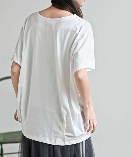 rps（アールピーエス）の「接触冷感ＵＳＡコットン裾タック半袖Ｔ（Tシャツ/カットソー・レディース・ブラック/オフホワイト/チャコールグレー・フリー）」の10枚目の写真