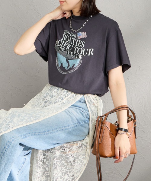 THE SHINZONE（ザ　シンゾーン）の「[THE SHINZONE/ザ シンゾーン] BOATIES TOUR プリントTシャツ（Tシャツ/カットソー・レディース・グレー/ブルー/ホワイト・0）」の2枚目の写真