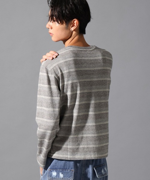 LAND MUSEUM（ランドミュージアム）の「LAND MUSEUM／マルチボーダーロンT（Tシャツ/カットソー・メンズ・ライトブルー/グレー・MEDIUM/LARGE）」の8枚目の写真