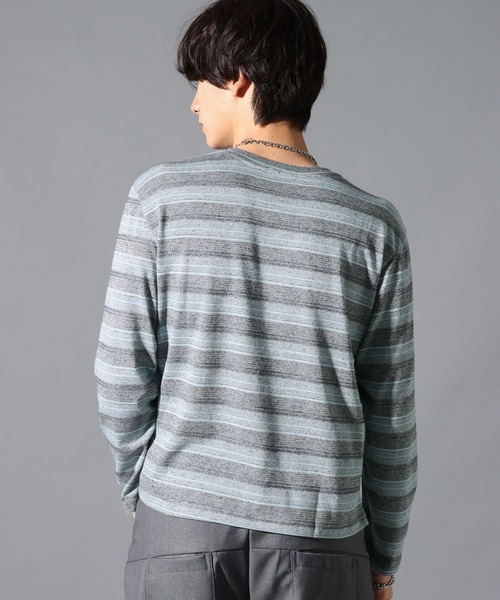 LAND MUSEUM(ランドミュージアム)の「LAND MUSEUM/マルチボーダーロンT(Tシャツ/カットソー・メンズ・ライトブルー/グレー・MEDIUM/LARGE)」の15枚目の写真