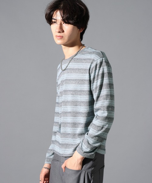LAND MUSEUM(ランドミュージアム)の「LAND MUSEUM/マルチボーダーロンT(Tシャツ/カットソー・メンズ・ライトブルー/グレー・MEDIUM/LARGE)」の14枚目の写真