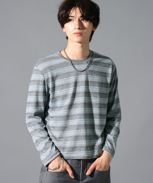 LAND MUSEUM(ランドミュージアム)の「LAND MUSEUM/マルチボーダーロンT(Tシャツ/カットソー・メンズ・ライトブルー/グレー・MEDIUM/LARGE)」の13枚目の写真