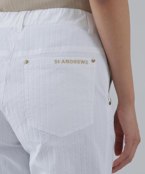 St ANDREWS(セントアンドリュース)の「【St ANDREWS】【ストレッチ】ドビーストライプパンツ (WOMENS)(その他パンツ・レディース・ブラック/グリーン/ホワイト・M/S)」の5枚目の写真