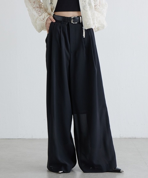 Lui's(ルイス)の「シアータックワイドパンツ(スラックス・レディース・ブラック/チャコールグレー・38/36)」の13枚目の写真