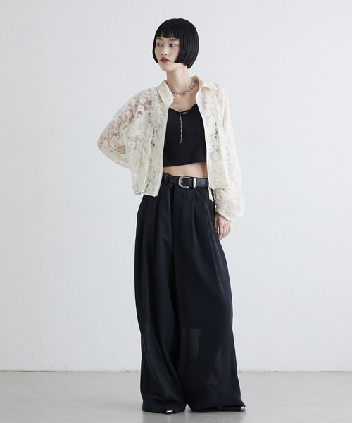Lui's(ルイス)の「シアータックワイドパンツ(スラックス・レディース・ブラック/チャコールグレー・38/36)」の10枚目の写真