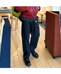 HALFNINE（ハーフナイン）の「シグナルソフトウォッシングピンタックワイドデニムパンツ I04JRD_HXV11328（デニムパンツ）」