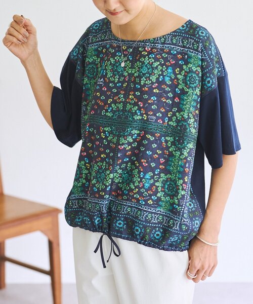 BEARDSLEY(ビアズリー)の「PARK柄スクエアTee(Tシャツ/カットソー・レディース・ホワイト/ネイビー・FREE)」の1枚目の写真