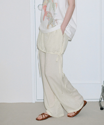 SINOON（シヌーン）の「Drawstring Layered Skirt Pants (Cream)（その他パンツ）」