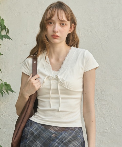 Birthday room(バースデイルーム)の「フロントギャザーコンパクトT/Front Gathered Compact T(Tシャツ/カットソー・レディース・ホワイト/ブラック・FREE)」の5枚目の写真