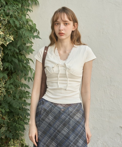 Birthday room(バースデイルーム)の「フロントギャザーコンパクトT/Front Gathered Compact T(Tシャツ/カットソー・レディース・ホワイト/ブラック・FREE)」の7枚目の写真