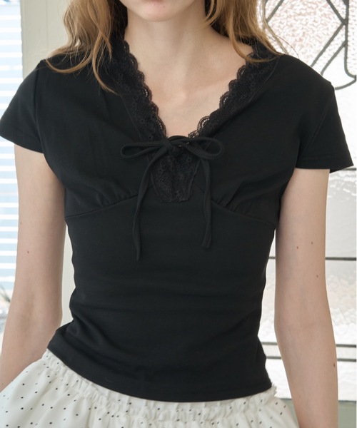 Birthday room(バースデイルーム)の「フロントギャザーコンパクトT/Front Gathered Compact T(Tシャツ/カットソー・レディース・ホワイト/ブラック・FREE)」の11枚目の写真