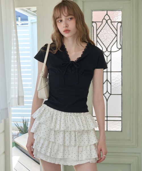 Birthday room(バースデイルーム)の「フロントギャザーコンパクトT/Front Gathered Compact T(Tシャツ/カットソー・レディース・ホワイト/ブラック・FREE)」の12枚目の写真
