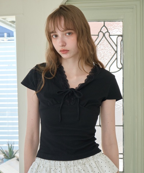 Birthday room(バースデイルーム)の「フロントギャザーコンパクトT/Front Gathered Compact T(Tシャツ/カットソー・レディース・ホワイト/ブラック・FREE)」の13枚目の写真