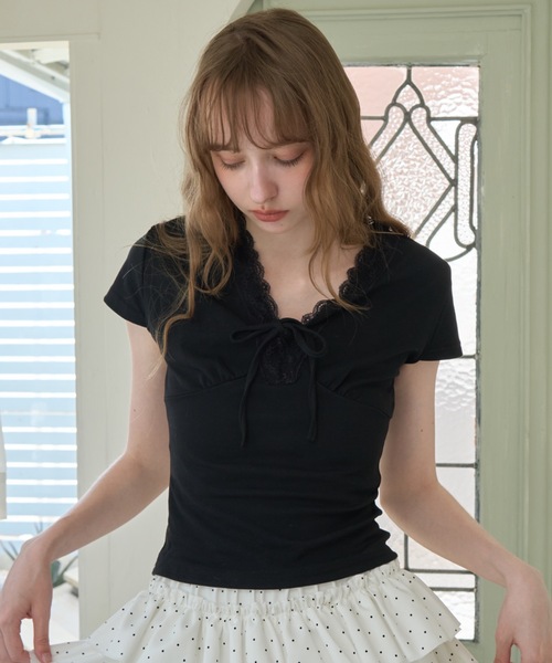 Birthday room(バースデイルーム)の「フロントギャザーコンパクトT/Front Gathered Compact T(Tシャツ/カットソー・レディース・ホワイト/ブラック・FREE)」の15枚目の写真