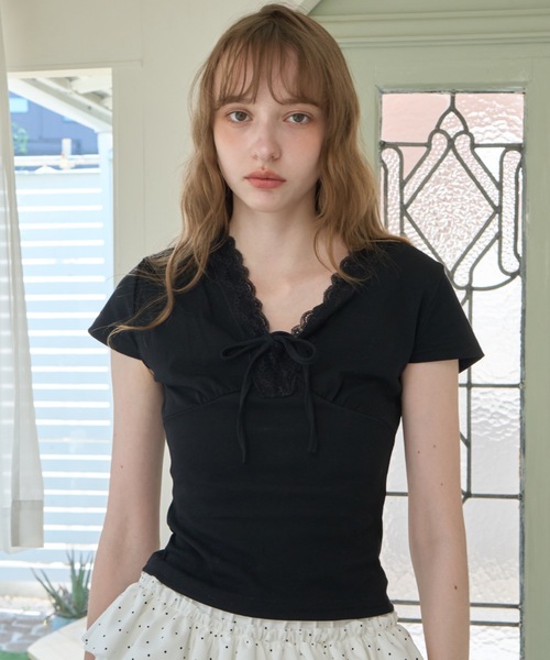 Birthday room(バースデイルーム)の「フロントギャザーコンパクトT/Front Gathered Compact T(Tシャツ/カットソー・レディース・ホワイト/ブラック・FREE)」の17枚目の写真