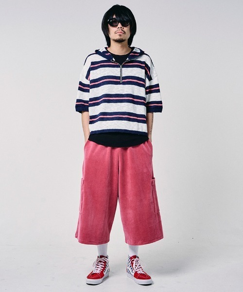 EFFECTEN(エフェクテン)の「mpa4145-Slab knit border half zip hoodie ハーフジップニットパーカー(efdig-14)(パーカー・メンズ・グレー×サックスブルー/ネイビー系・M/L)」の22枚目の写真