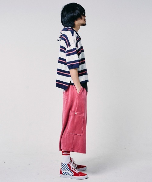 EFFECTEN(エフェクテン)の「mpa4145-Slab knit border half zip hoodie ハーフジップニットパーカー(efdig-14)(パーカー・メンズ・グレー×サックスブルー/ネイビー系・M/L)」の21枚目の写真