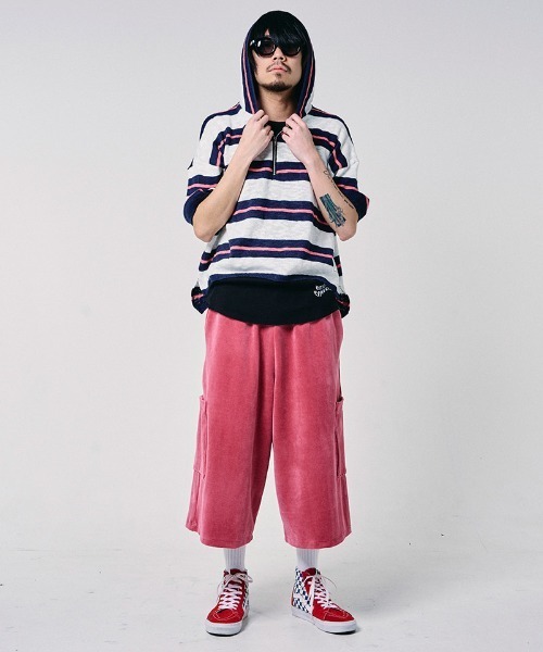 EFFECTEN(エフェクテン)の「mpa4145-Slab knit border half zip hoodie ハーフジップニットパーカー(efdig-14)(パーカー・メンズ・グレー×サックスブルー/ネイビー系・M/L)」の20枚目の写真