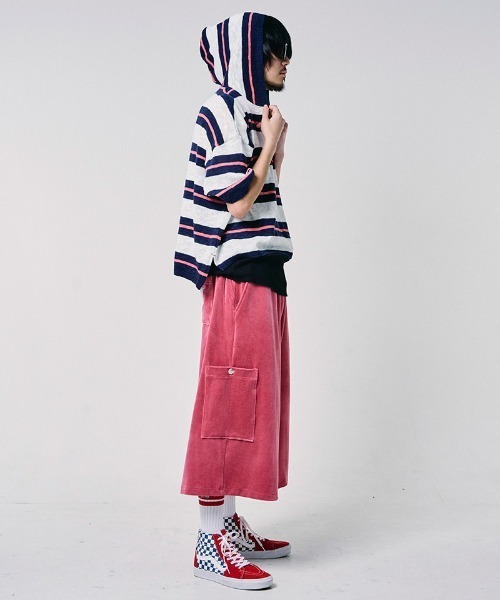 EFFECTEN(エフェクテン)の「mpa4145-Slab knit border half zip hoodie ハーフジップニットパーカー(efdig-14)(パーカー・メンズ・グレー×サックスブルー/ネイビー系・M/L)」の19枚目の写真