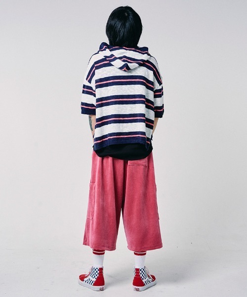 EFFECTEN(エフェクテン)の「mpa4145-Slab knit border half zip hoodie ハーフジップニットパーカー(efdig-14)(パーカー・メンズ・グレー×サックスブルー/ネイビー系・M/L)」の18枚目の写真