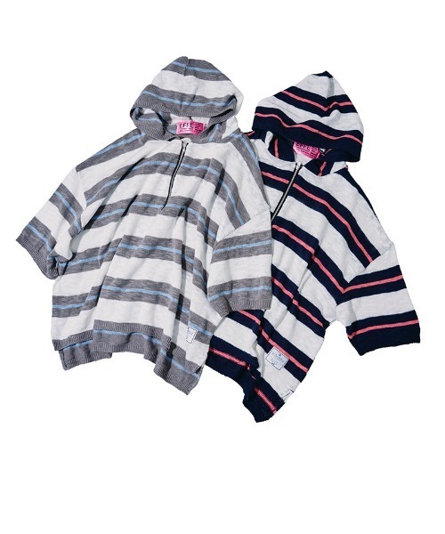 EFFECTEN(エフェクテン)の「mpa4145-Slab knit border half zip hoodie ハーフジップニットパーカー(efdig-14)(パーカー・メンズ・グレー×サックスブルー/ネイビー系・M/L)」の11枚目の写真