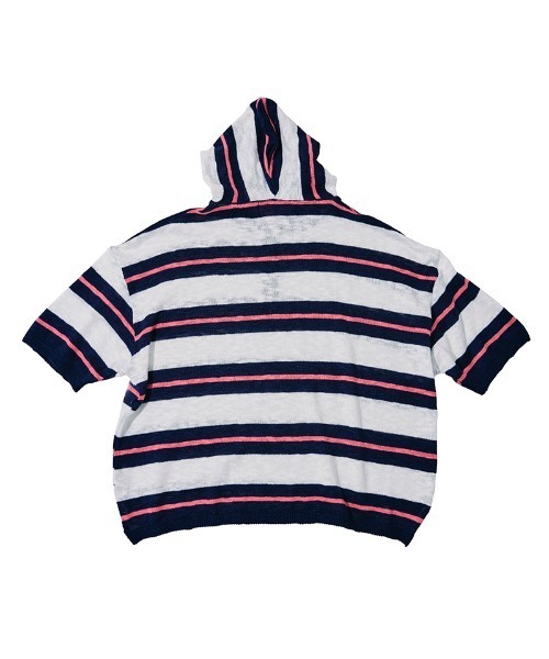 EFFECTEN(エフェクテン)の「mpa4145-Slab knit border half zip hoodie ハーフジップニットパーカー(efdig-14)(パーカー・メンズ・グレー×サックスブルー/ネイビー系・M/L)」の9枚目の写真
