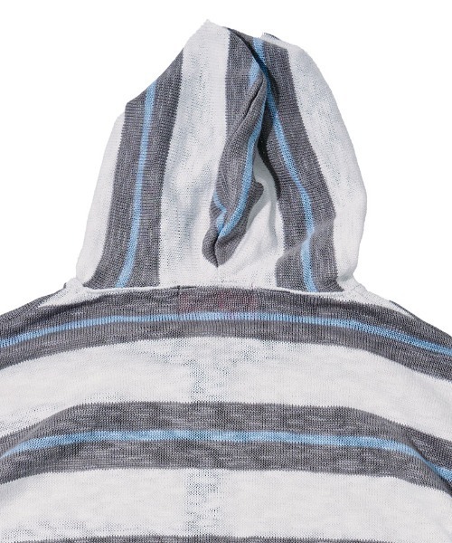 EFFECTEN(エフェクテン)の「mpa4145-Slab knit border half zip hoodie ハーフジップニットパーカー(efdig-14)(パーカー・メンズ・グレー×サックスブルー/ネイビー系・M/L)」の5枚目の写真
