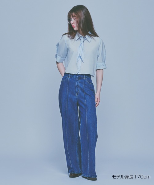 MARY QUANT(マリークワント)の「スカーフ付きクロップド ブラウス(シャツ/ブラウス・レディース・ブルー/ホワイト/ブラック・M)」の12枚目の写真