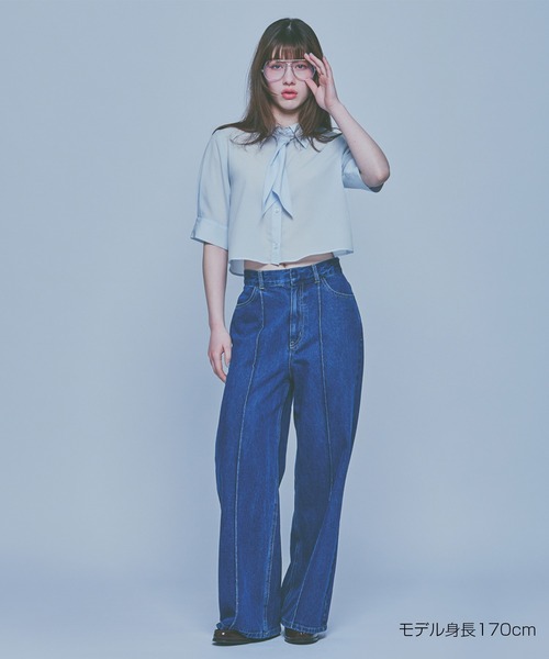 MARY QUANT(マリークワント)の「スカーフ付きクロップド ブラウス(シャツ/ブラウス・レディース・ブルー/ホワイト/ブラック・M)」の13枚目の写真