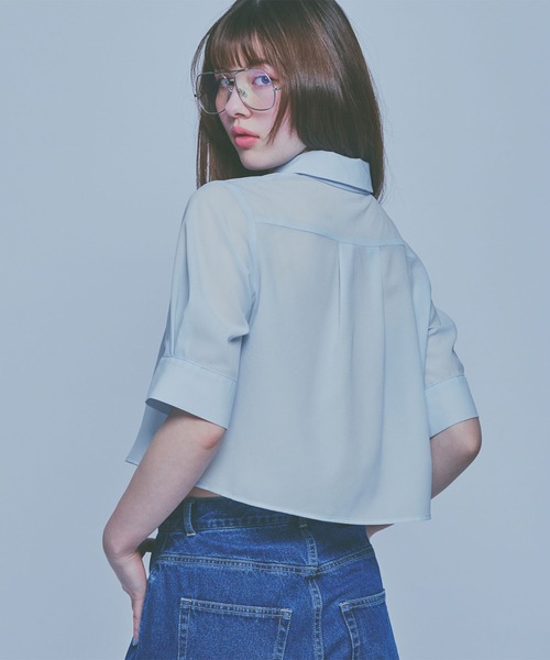MARY QUANT(マリークワント)の「スカーフ付きクロップド ブラウス(シャツ/ブラウス・レディース・ブルー/ホワイト/ブラック・M)」の21枚目の写真