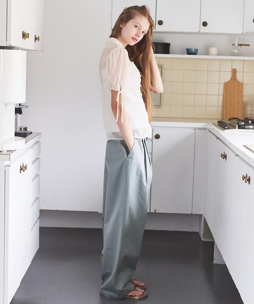 LE CIEL BLEU（ルシェルブルー）の「ドットチュール＆レースブラウス / Dot Tulle & Lace Blouse（シャツ/ブラウス・レディース・ネイビー/ブラック/オフホワイト・38/36）」の7枚目の写真