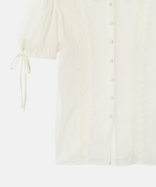 LE CIEL BLEU（ルシェルブルー）の「ドットチュール＆レースブラウス / Dot Tulle & Lace Blouse（シャツ/ブラウス・レディース・ネイビー/ブラック/オフホワイト・38/36）」の8枚目の写真