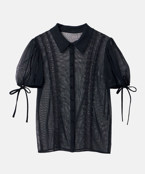 LE CIEL BLEU（ルシェルブルー）の「ドットチュール＆レースブラウス / Dot Tulle & Lace Blouse（シャツ/ブラウス・レディース・ネイビー/ブラック/オフホワイト・38/36）」の17枚目の写真