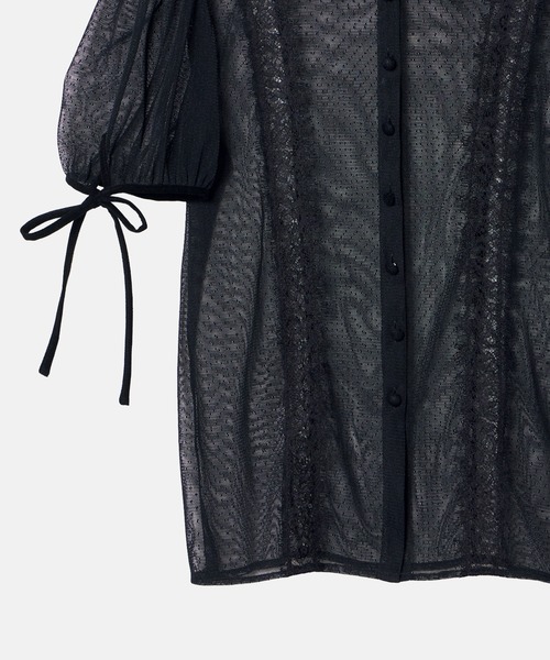 LE CIEL BLEU（ルシェルブルー）の「ドットチュール＆レースブラウス / Dot Tulle & Lace Blouse（シャツ/ブラウス・レディース・ネイビー/ブラック/オフホワイト・38/36）」の19枚目の写真