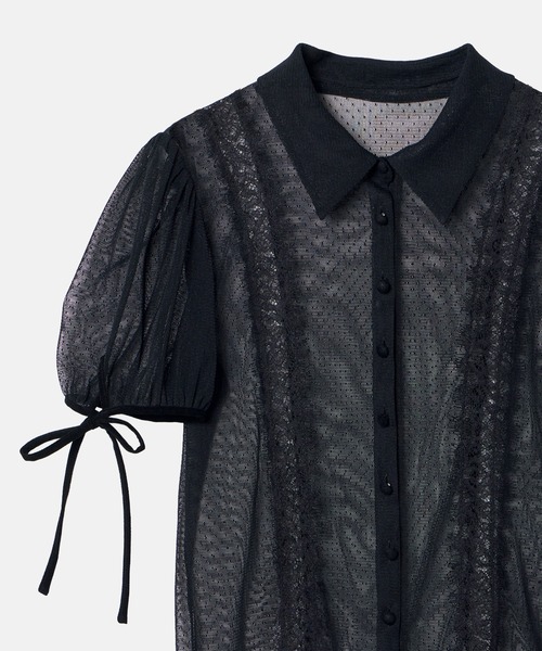 LE CIEL BLEU（ルシェルブルー）の「ドットチュール＆レースブラウス / Dot Tulle & Lace Blouse（シャツ/ブラウス・レディース・ネイビー/ブラック/オフホワイト・38/36）」の18枚目の写真