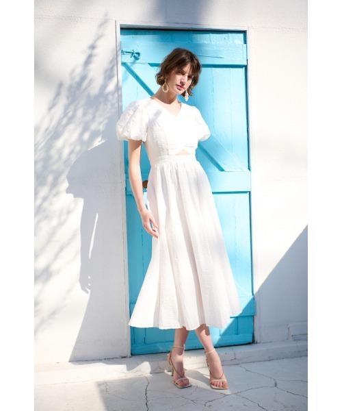 Estella.K(エステラケー)の「Josephine Soccer Dress バブルサッカーVネックドレス(ワンピース・レディース・ラベンダー/ライム/ホワイト/ブラック・FREE)」の16枚目の写真