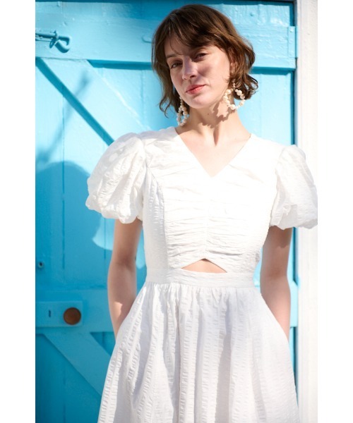 Estella.K(エステラケー)の「Josephine Soccer Dress バブルサッカーVネックドレス(ワンピース・レディース・ラベンダー/ライム/ホワイト/ブラック・FREE)」の21枚目の写真