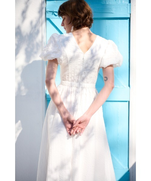 Estella.K(エステラケー)の「Josephine Soccer Dress バブルサッカーVネックドレス(ワンピース・レディース・ラベンダー/ライム/ホワイト/ブラック・FREE)」の8枚目の写真