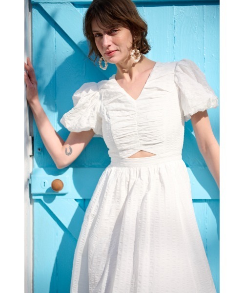 Estella.K(エステラケー)の「Josephine Soccer Dress バブルサッカーVネックドレス(ワンピース・レディース・ラベンダー/ライム/ホワイト/ブラック・FREE)」の9枚目の写真