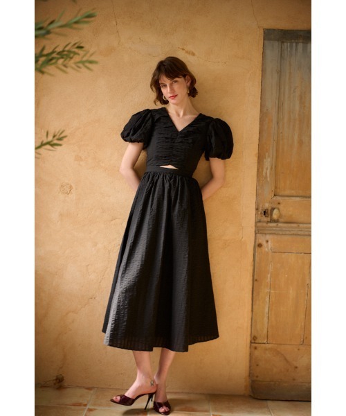 Estella.K(エステラケー)の「Josephine Soccer Dress バブルサッカーVネックドレス(ワンピース・レディース・ラベンダー/ライム/ホワイト/ブラック・FREE)」の15枚目の写真