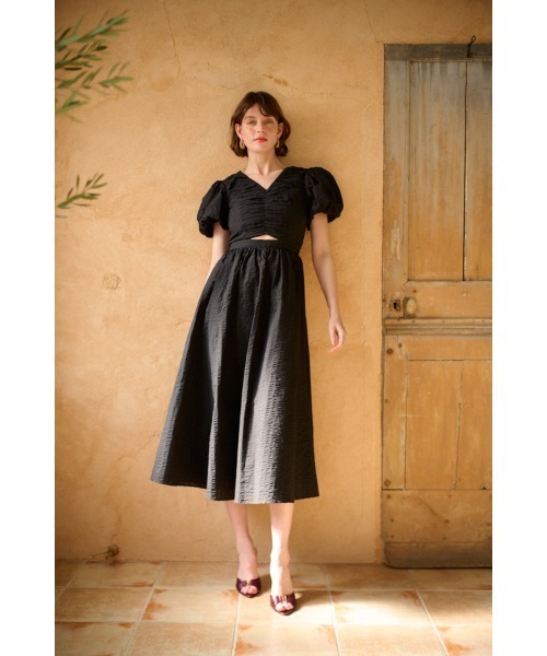 Estella.K(エステラケー)の「Josephine Soccer Dress バブルサッカーVネックドレス(ワンピース・レディース・ラベンダー/ライム/ホワイト/ブラック・FREE)」の5枚目の写真