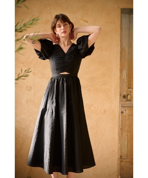 Estella.K(エステラケー)の「Josephine Soccer Dress バブルサッカーVネックドレス(ワンピース・レディース・ラベンダー/ライム/ホワイト/ブラック・FREE)」の14枚目の写真