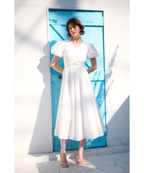 Estella.K(エステラケー)の「Josephine Soccer Dress バブルサッカーVネックドレス(ワンピース・レディース・ラベンダー/ライム/ホワイト/ブラック・FREE)」の7枚目の写真
