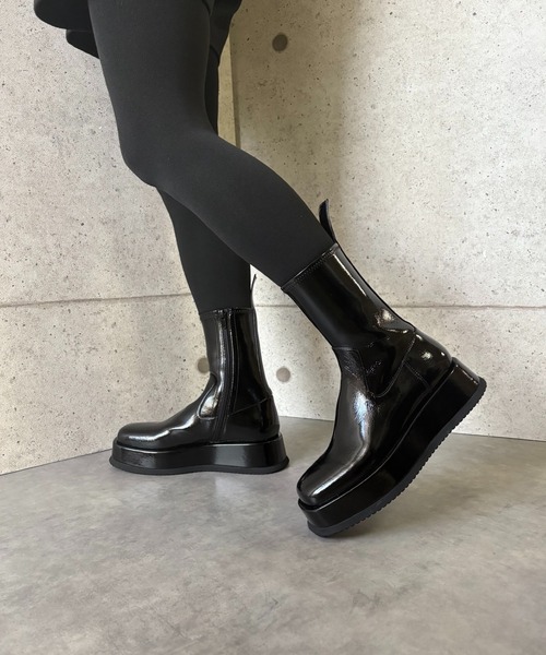 Jeffrey Campbell（ジェフリーキャンベル）の「スクエアトゥ 厚底ショートブーツ（ブーツ・レディース・ブラック・39/38/37/36）」の15枚目の写真