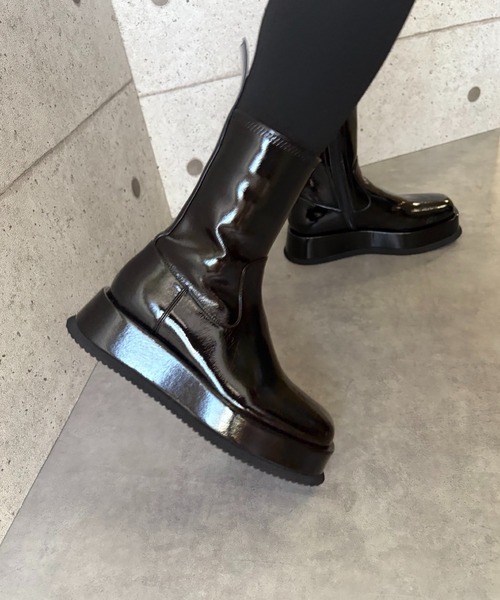 Jeffrey Campbell（ジェフリーキャンベル）の「スクエアトゥ 厚底ショートブーツ（ブーツ・レディース・ブラック・39/38/37/36）」の11枚目の写真