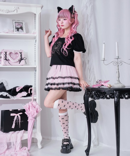Magia Charm（マギアチャーム）の「「chammy」ラインストーンカットソー（Tシャツ/カットソー・レディース・ホワイト/ブラック・F）」の11枚目の写真