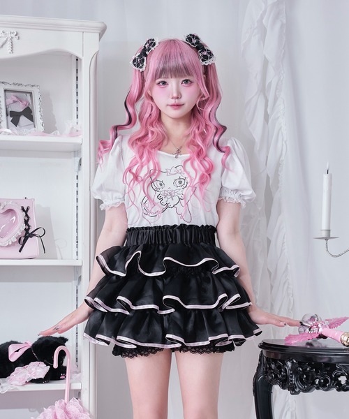 Magia Charm（マギアチャーム）の「「chammy」ラインストーンカットソー（Tシャツ/カットソー・レディース・ホワイト/ブラック・F）」の5枚目の写真